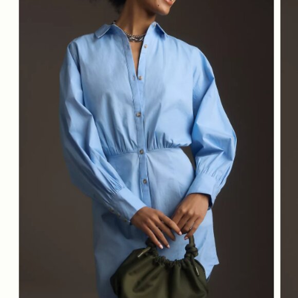 NWT Maeve Long-Sleeve Poplin Mini Shirt Dress - Picture 2 of 3